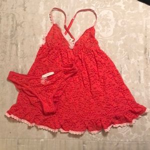 Victoria’s Secret Red Babydoll Lingerie Set